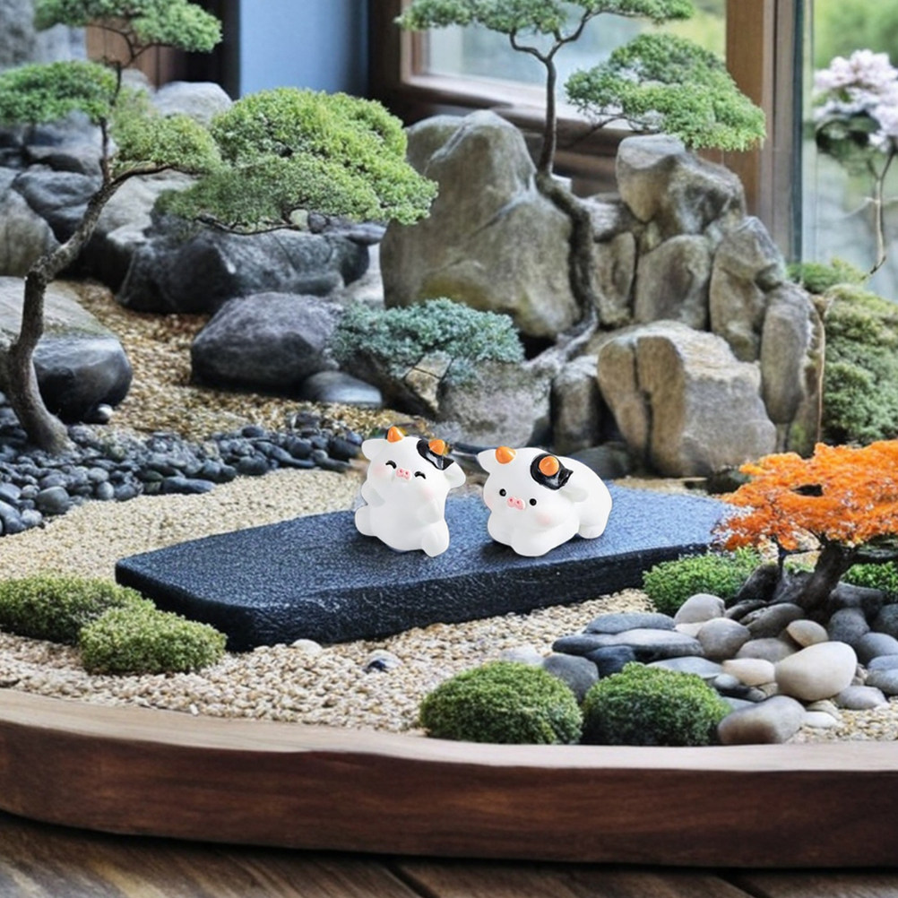 Bonsai Garden For Desk - 10 قطع من تماثيل البقر الصغيرة